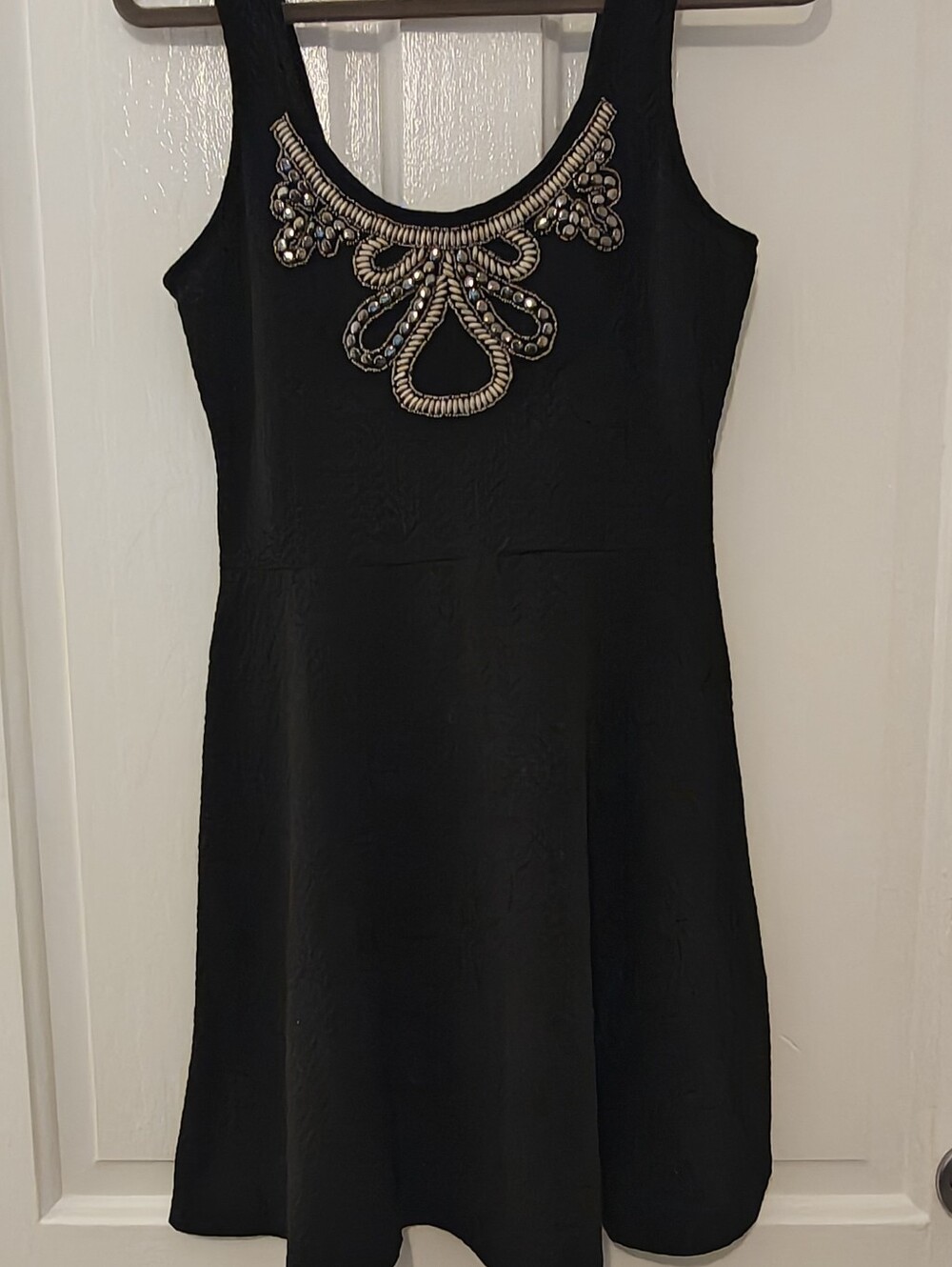 Charlotte Russe Black Mini Dress with Beaded Neckline